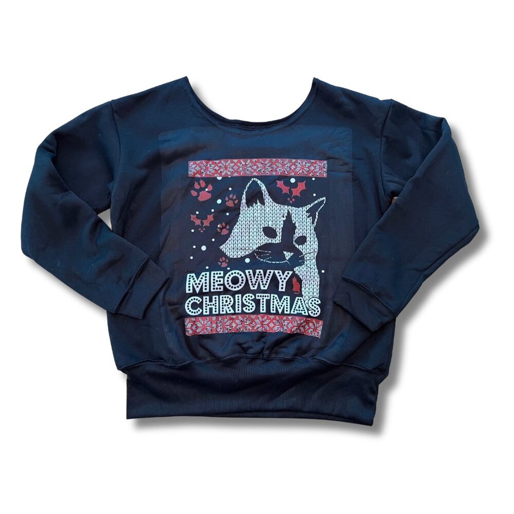NWOT Meowy Christmas Cat Christmas Sweatshirt | Expression Tees | Large